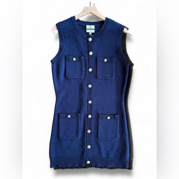 Reformation NWT Catalina Mini Dress Blue Organic Cotton Sleeveless Crew Neck L - Picture 4 of 9